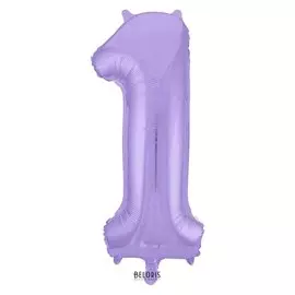 Шар фольгированный 40" «Цифра 1», цвет пастельно-фиолетовый, Slim