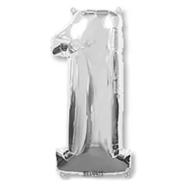 Шар фольгированный 40" «Цифра 1», цвет серебристый