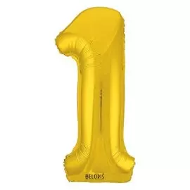 Шар фольгированный 40" «Цифра 1», цвет золотой, Slim