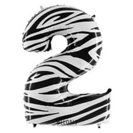Шар фольгированный 40" «Цифра 2», Zebra