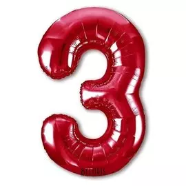 Шар фольгированный 40" «Цифра 3», цвет красный, Slim