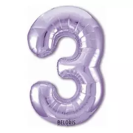 Шар фольгированный 40" «Цифра 3», цвет пастельный фиолетовый Slim