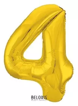 Шар фольгированный 40" «Цифра 4», цвет золотой, Slim