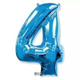 Шар фольгированный 40" «Цифра 4», цвет голубой