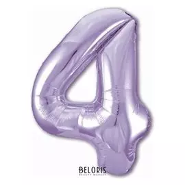Шар фольгированный 40" «Цифра 4», цвет пастельный фиолетовый Slim