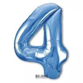 Шар фольгированный 40" «Цифра 4», цвет синий, Slim