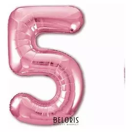 Шар фольгированный 40" «Цифра 5», цвет фламинго Slim