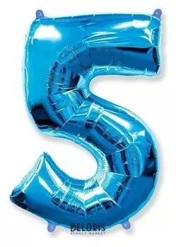 Шар фольгированный 40" «Цифра 5», цвет голубой