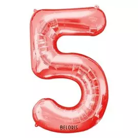 Шар фольгированный 40" Цифра 5, цвет красный