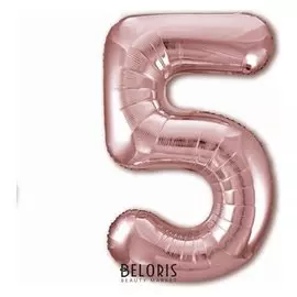 Шар фольгированный 40" «Цифра 5», цвет розовое золото Slim