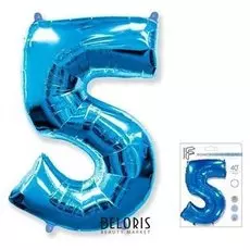Шар фольгированный 40"цифра"5" синий