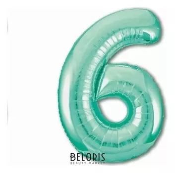 Шар фольгированный 40" «Цифра 6», цвет бискайский зелёный, Slim