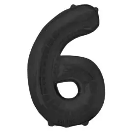 Шар фольгированный 40", цифра 6, индивидуальная упаковка, цвет чёрный
