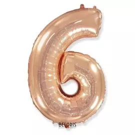 Шар фольгированный 40" «Цифра 6», розовое золото, в упаковке