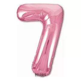 Шар фольгированный 40" «Цифра 7», цвет фламинго, Slim