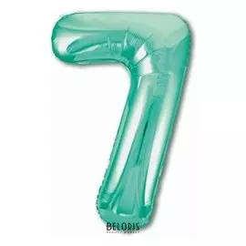 Шар фольгированный 40" «Цифра 7», цвет бискайский зелёный, Slim