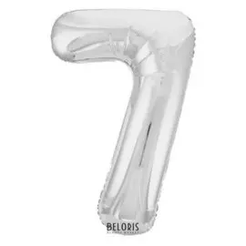 Шар фольгированный 40" «Цифра 7», цвет серебряный, Slim