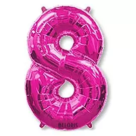 Шар фольгированный 40" «Цифра 8», цвет фуксии
