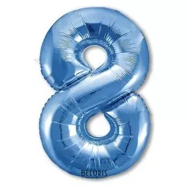Шар фольгированный 40" «Цифра 8», цвет синий, Slim