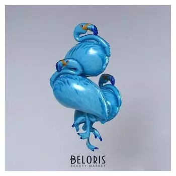 Шар фольгированный 42""фламинго", цвет голубой набор 3шт.