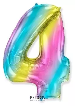 Шар фольгированный цифра 40""4" радуга металлик 1207-3916