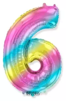 Шар фольгированный цифра 40""6/9" радуга металлик 1207-3918