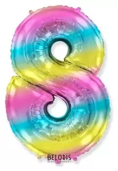 Шар фольгированный цифра 40""8" радуга металлик 1207-3920