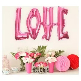 Шар фольгированный "Надпись любовь" 38", заглавные буквы, цвет розовый