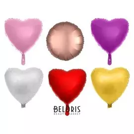 Шар фольгированный, сердце, круг, набор 6 шт.