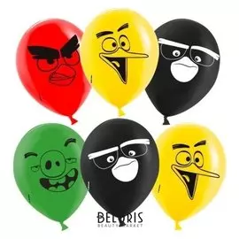 Шар латексный 12" Angry Birds, пастель, 2-сторонний, набор 50 шт.