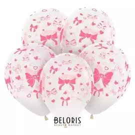 Шар латексный 12""бантики", кристалл, 5 ст, набор 100шт.