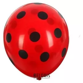 Шар латексный 12" «Божья коровка», пастель, набор 12 шт., цвет красный