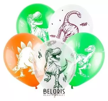Шар латексный 12" «Динозавры», пастель-кристалл, 4-сторонний, набор 100 шт.