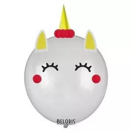 Шар латексный 12""единорог", 1 шт., наклейки