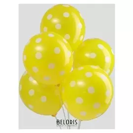 Шар латексный 12""Горох", набор 5 шт., цвет жёлтый