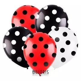 Шар латексный 12""горох", пастель, 5 ст., набор 100 шт