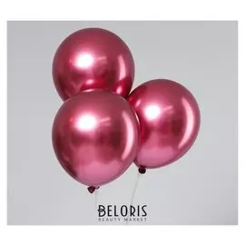 Шар латексный 12" «Хром», металл, набор 5 шт., цвет фуксии