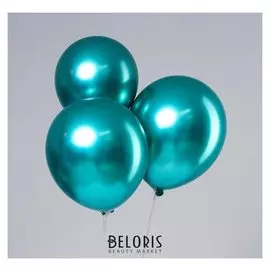 Шар латексный 12" «Хром», металл, набор 5 шт., цвет зелёный