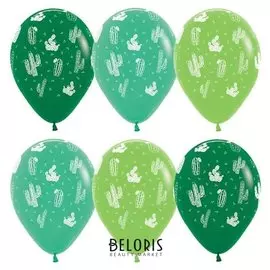 Шар латексный 12""кактус" пастель, 5 ст, набор 5шт.