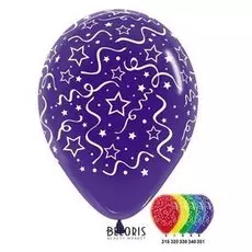 Шар латексный 12""ленты и звёзды", кристалл, набор 50 шт.