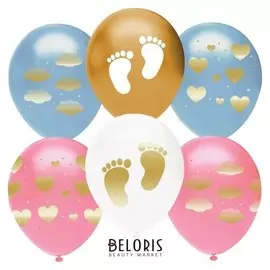 Шар латексный 12" «Новорождённый», металлик, 5-сторонний, набор 50 шт.