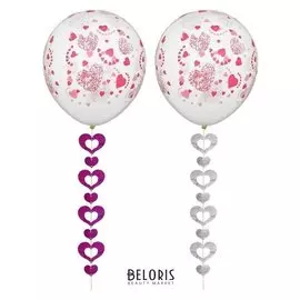Шар латексный 12", подвеска фигурное сердце, голография, набор 4 шт.
