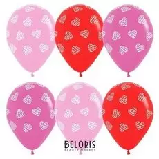 Шар латексный 12" «Полосатые сердца», пастель, 5-сторонний, набор 50 шт.