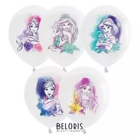 Шар латексный 12" «Принцессы», акварель, дисней, пастель, 2-сторонний, набор 25 шт.