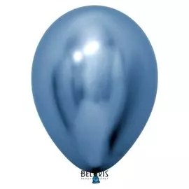 Шар латексный 12" Reflex, синий, хром, набор 50 шт.
