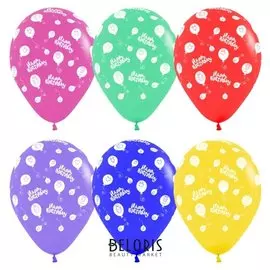 Шар латексный 12" «С днём рождения! шарики-смайлы», пастель, 5-сторонний, набор 50 шт.