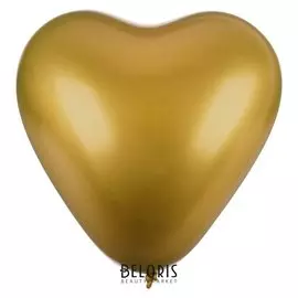 Шар латексный 12" «Сердце», хром, набор 50 шт., цвет золотой