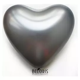 Шар латексный 12" «Сердце», хром, набор 50 шт., цвет платиновый