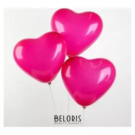 Шар латексный 12", сердце, пастель, набор 25 шт., цвет фуксии