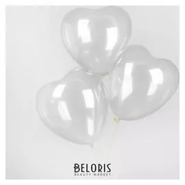 Шар латексный 12", сердце, пастель, набор 25 шт., цвет прозрачный